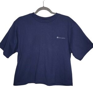 Champion Navy Blue T Shirt Womens Large Crew Neck Short Sleeve USA Made Comfort